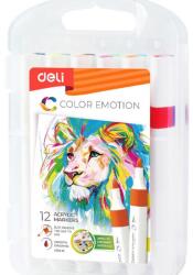 Deli Color Emotion akril marker, 12 db-os (DLEC193-12)
