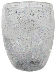 HIT duplafalú üvegpohár, konfetti, ezüst, 350 ml (27022359)