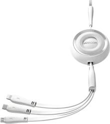 JOYROOM Cablu 3 in 1 Joyroom Colorful USB la USB-C / Lightning / Micro USB 3.5 A 1 m alb (6941237121004)