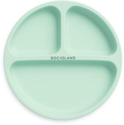 BOCIOLAND Bocioland, farfurie din silicon cu marcaje si ventuze, culoare menta Set pentru masa bebelusi