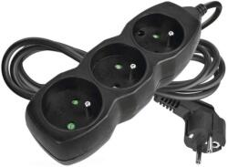 EMOS Cablu prelungitor 2 m / 3 prize / negru / PVC / 1 mm2