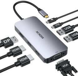 Mokin Docking Station Laptop 8 az 1-ben USB-C Hub Adapter Dual HDMI 2 Monitorhoz