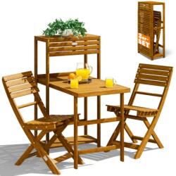 CASARIA PATIO erkélyszett, 3 részes, természetes fa Casaria