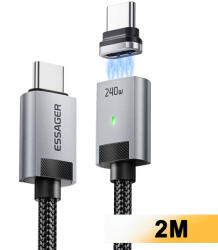 Essager ES-X95 - Cablu magnetic USB-C la USB-C (2m). Încărcare rapidă 240W, înveliș textil din nylon împletit (EXCTT3-HCOG-P)