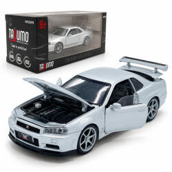 Tayumo Macheta Nissan GT-R R34 V-Spec II argintiu, cu lumini, sunet si pull-back, scara 1: 32, Tayumo (3079)