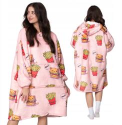 Mystersheep Takaró Pulóver Oversize Vastag Plédpulcsi Kotoburger Mintás Ajándék Szőrmés 2in1
