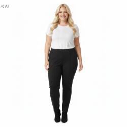 Janina fekete elegáns női nadrág elasztikus, mint a leggings magas derekú 60 62