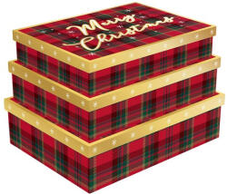Clairefontaine Díszdoboz Clairefontaine/Eurowrap Karácsonyi kockás, 3 db (X-37850-BXC)