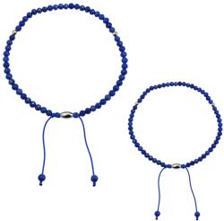  Bratara Lapis Lazuli Rotund Fatetat 3-4x3-4 mm Diametru 58 mm cu Inox 316L 1 Buc