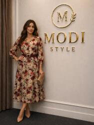 Modi style Rochie elegantă cu nasturi flori roșii-44