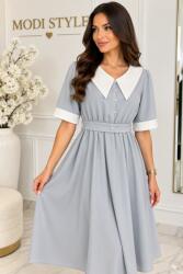 Modi style Rochie elegantă cu guleraș gri-3XL