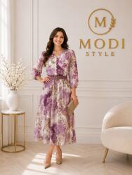 Modi style Rochie elegantă cu nasturi funcționali mov-48