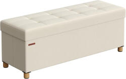 SONGMICS Bancuta de depozitare pliabila SONGMICS, 112 L, cu picioare din lemn, alba (EZ-LSF018W11)