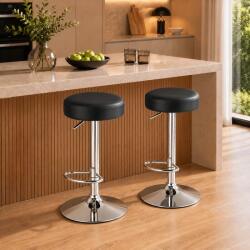 ARTOOL Set 2 scaune de bar Artool Rojst, rotative, negre, reglabile, baza metalica cromata (3776_1-S2)