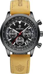 BinBond Ceas barbatesc Quartz Analog Elegant Piele Maro Negru Ceas