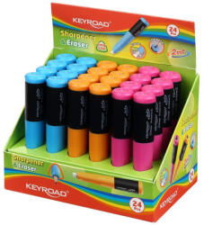 Keyroad Hegyező 1 lyukú radírral 24 db/display Keyroad 2in1 vegyes színek (KR972139) - nyomtass-olcson
