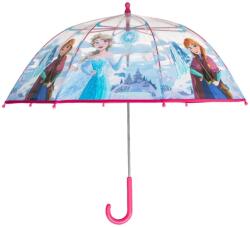 Umbrela de ploaie pentru copii Frozen, lungime 64 cm, transparenta, deschidere manuala, maner tip baston, fucsia (DIV-JM1242792)