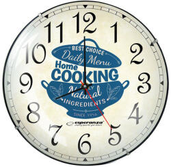 Esperanza Ceas de perete Esperanza, Vintage, text ''Home Cooking'', Mecanism cu cuart, Fond Crem, 30 cm