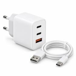 Approx Telefontöltő - USB Type-C, USB-A port, 35W gyorstöltő + 1m USB Type-C kábel, Fehér - APPUSBWALL35V (APPUSBWALL35V)