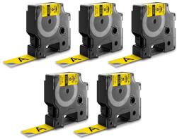 DYMO Set 5 etichete din vinil DYMO Rhino ID1 19 mm negru pe galben pentru avertizari si zone de risc 18433 (18433P5)