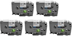AIMO Set 5 benzi laminate compatibile Brother P-touch TZe-231, 12 mm, negru pe alb, pentru rafturi, inventariere si organizare profesionala (AZe-231P5)