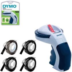 DYMO Set aparat de etichetat manual DYMO Omega cu 3 benzi embosabile negre pentru etichete 3D si organizare acasa, la birou si in atelier DY13574BKC (S0717950BKC)