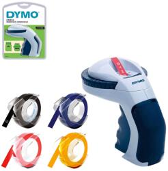 DYMO Set aparat de etichetat manual DYMO Omega cu 3 benzi embosabile rosie, galbena si albastra pentru etichete 3D si organizare acasa, la birou si in atelier DY12748TRC (S0717930TRC)