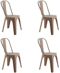 King Home Tower Paris PP UV Szék Műanyag Barna 4 Darabos Szett (KHM-5900168840362-SET4)