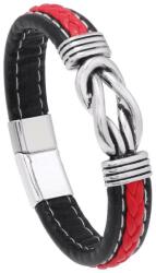 Predator Q1 PD0775-23 bőr karkötő 22 cm, fekete-piros (20502)