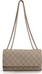 Lucky Bees Geanta crossbody de piele ecologica si imprimeu logo cu bareta de lant Crem (671lkb1695)