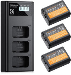  K&F Concept hordozható tripla USB-C akkumulátor BC-TRW töltő, LCD + 3db FW50 akkumulátor 1100mAh (KF-28-0037) - prodots