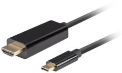 Lanberg CA-CMHD-10CU-0018-BK HDMI 2.0(M ) - USB Type-C(M) UHD 4K 60Hz fekete aranyozott HDMI kábel 1, 8m (CACMHD10CU0018B) - prodots