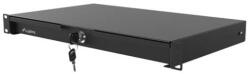 Lanberg AK-2002-B 19" 1U 483x270mm 4x ponton rögzíthető 30kg terhelhetőségű fekete rack fiók (AK-2002-B) - prodots
