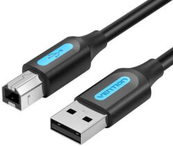 Vention USB-A 2.0/M -> USB-B/M, (PVC, fekete, nyomtatókábel, printerkábel), 1m, kábel (COQBF)