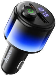 hoco. E166 Bluetooth FM transmitter és autós gyorstöltő 2x USB-A + USB-C PD 30W 42W - fekete (6942007680653)