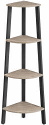 VASAGLE Raft de colt cu 4 etaje, tip biblioteca, cadru metal si polite lemn, 34x34x125 cm, gri stejar si negru (EZ-LLS034M01) Raft