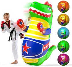 Sunrad Felfújható Dinoszaurusz Boxzsák Gyerekeknek 120 cm, LED Fénnyel, Visszapattanó Funkcióval, 3-8 Éveseknek, Fiúknak és Lányoknak