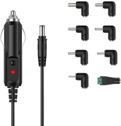 LIANSUM 24W Autós Töltő DC 12V 2A Szivargyújtós Tápkábel 5.5x2.1mm 8 Csatlakozóval GPS DVD Hangszóró Kamera Router Mellszívó LED Szalag