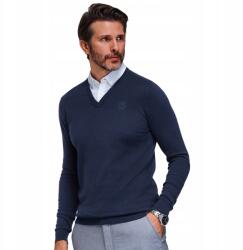 Ombre Elegáns férfi pulóver V-nyakkivágással, sötétkék OM-SWSW-0102, XXL (OM-SWSW-0102)