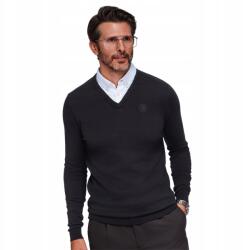 Ombre Elegáns férfi pulóver V-nyakkivágással fekete divatos OM-SWSW-0102 méret L (OM-SWSW-0102)