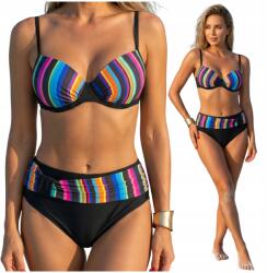 eModne Fürdőruha Kétrészes Push Up Jelmez Merevített Bikini Csíkos XL (E62 XL)