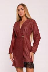 MOE Elegáns Női Ruha Mini Tweed Csipkével Bordó 42 XL (M871 BORDO XL)