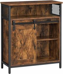 SONGMICS Univerzális rusztikus szekrény tolóajtókkal (STORAGECABIETS/RUSTICBROWN+BLACK/70x30x80)