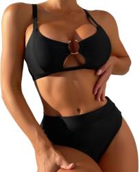 eModne Fürdőruha Kétrészes Bikini Jelmez Magas Derekú Karcsúsító S (E93 CZARNY S)