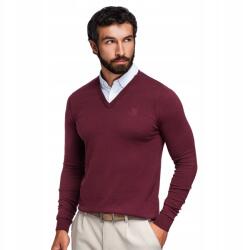 Ombre Elegáns férfi pulóver V-nyakkivágással bordó divatos OM-SWSW-0102 XL (OM-SWSW-0102)