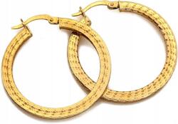 Lovrin Modern 585-ös arany karika fülbevaló díszített felülettel 33mm 14k