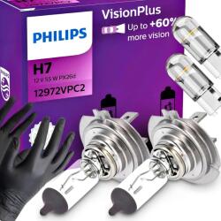 Agmi Philips H7 Vision Plus izzó 60 12V 55W W5W Led jóváhagyás Kesztyű