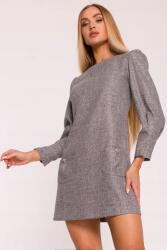 MOE Elegáns Női Ruha Mini Tweed Masnival Szürke 40 L (M870 GRAFIT L)