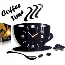 ModernClock Konyhai falióra Csésze 3D Hatás 12 Szín csendes, konyhába (Coffe3dBlack)