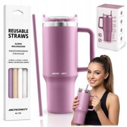 Berdsen Vákuumos termosz bögre szívószál szettel 1180 ml Berdsen rózsaszín